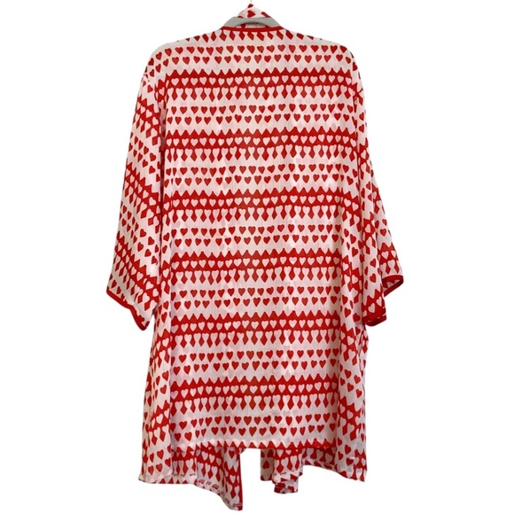 KATE SPADE Heart Print Kimono Chiffon Robe Red Belted Size L/XL - Picture 9 of 10